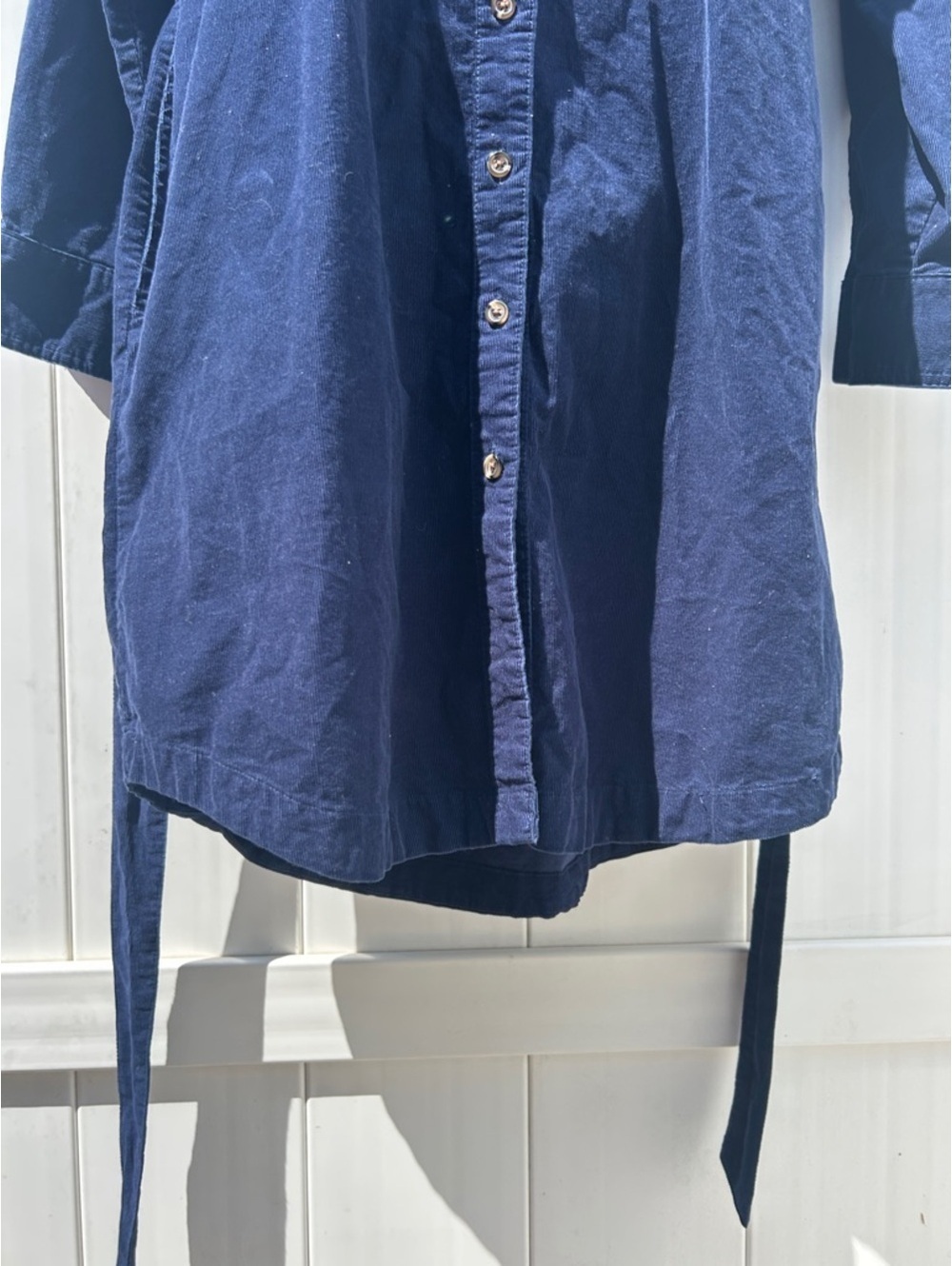 Lands’ End Corduroy Shirt Dress Classic Navy Button-Front with Pockets | Sz Med - Picture 7 of 8